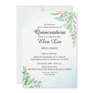 Boho Dusty Blue Eucalyptus Quinceanera Save The Date