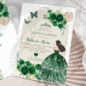 Boho Emerald Green Roses Princesa Quinceañera