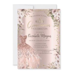 Boho Flowers Diamonds Dress Quinceanera
