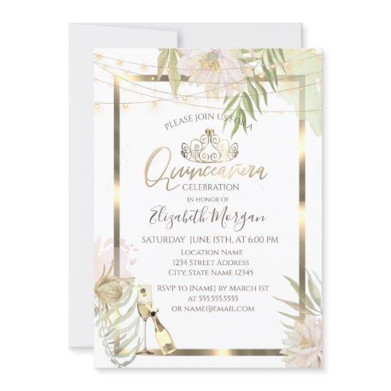 Boho Flowers Frame Wine Quinceanera