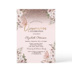 Boho Flowers Glitter Butterflies Quinceañera