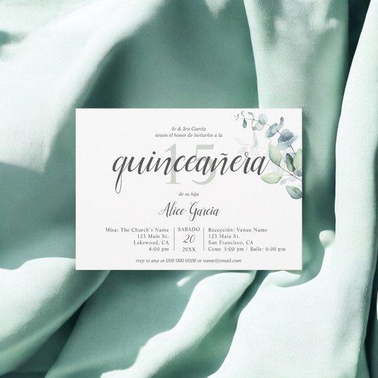 `Boho Greenery Eucalyptus Quinceanera