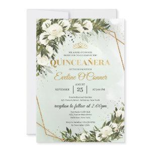 Boho Greenery foliage gold crown Quinceañera