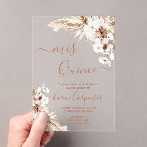 Boho Pampas Quinceanera acrylic Acrylic