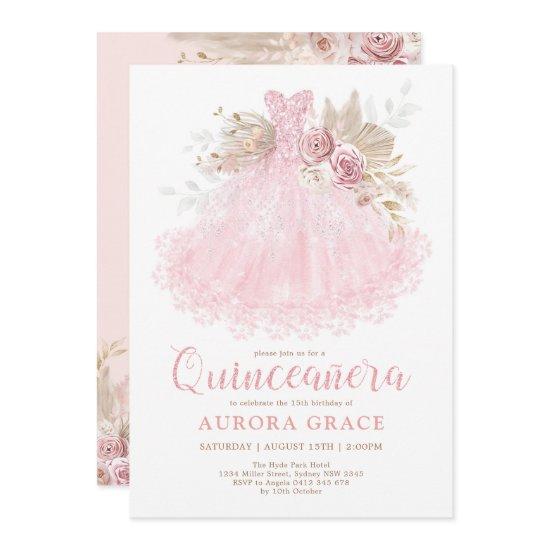Boho Pink Dress Quinceañera Mis Quince 15 Años
