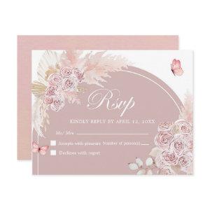 Boho Pink Dusty Arch Quinceanera Rsvp Card