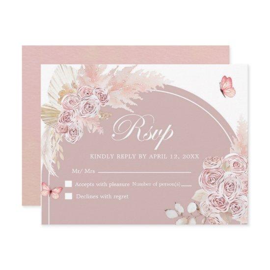 Boho Pink Dusty Arch Quinceanera Rsvp Card