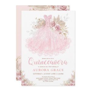 Boho Pink Gold Quinceañera Princess Dress Birthday