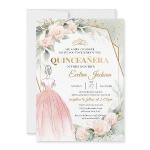 Boho Pink princess dress blush flowers Quinceanera