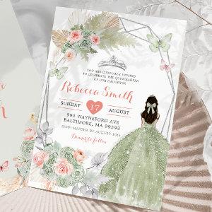 Boho Pink Sage Green Floral Geometric 15 Años