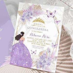 Boho Purple Butterfly Mexican Princess Quinceañera