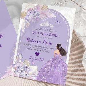 Boho Purple Dress Princess Floral Quinceañera