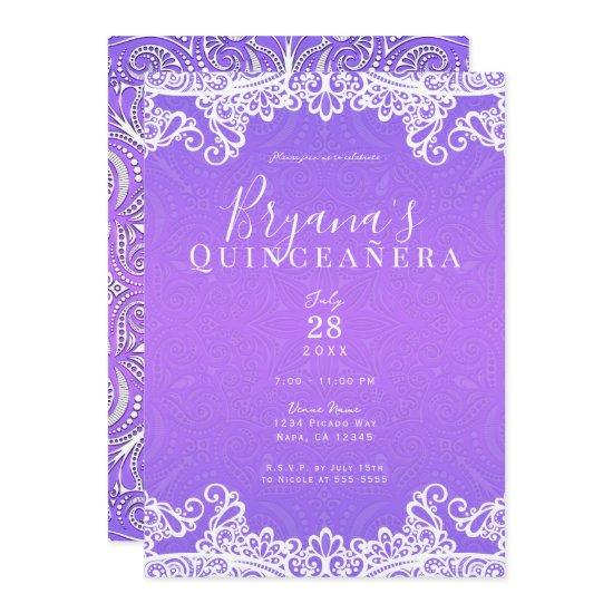Boho Purple Pink White Lace 15th Quinceañera Party
