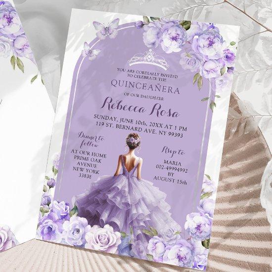 Boho Purple Silver Magical Garden Floral 15 Años