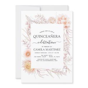 Boho Quinceañera Dusty Pink Floral 15th Birthday