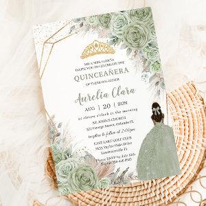 Boho Quinceanera Sage Green Floral Pampas Grass