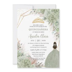 Boho Quinceañera Sage Green Floral Pampas Grass