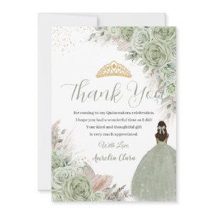 Boho Quinceanera Sage Green Floral Pampas Grass Thank You Card