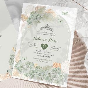 Boho Royal Crown Sage Green Princess Quinceañera