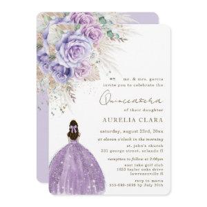 Boho Rustic Pampas Purple Floral Quinceañera