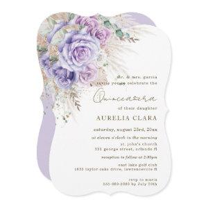 Boho Rustic Pampas Purple Lilac Floral Quinceañera