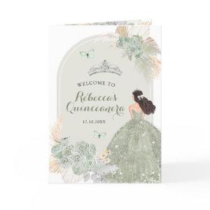 Boho Sage Green Floral 15 Años Program Template