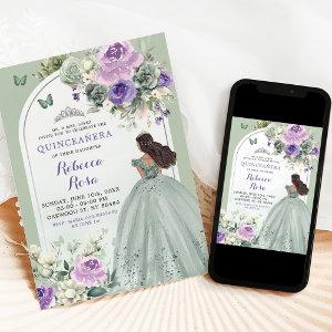 Boho Sage Green Lavender Floral Quinceañera