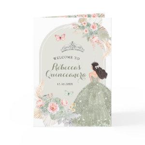 Boho Sage Green Pink 15 Años Program Template