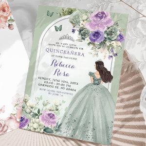 Boho Sage Lavender Floral Princess Quinceañera