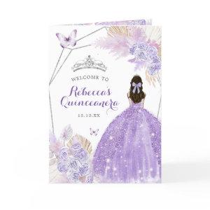 Boho Silver Purple Floral 15 Años Program Template
