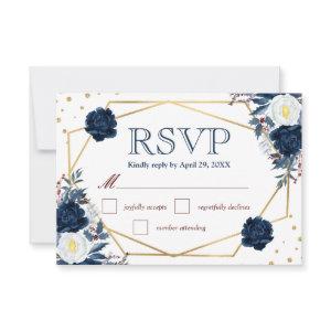 Boho Watercolor Winter Flowers Wedding RSVP Card
