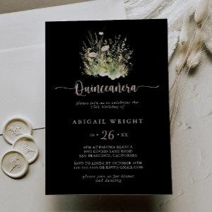 Boho Wildflower Black Quinceañera