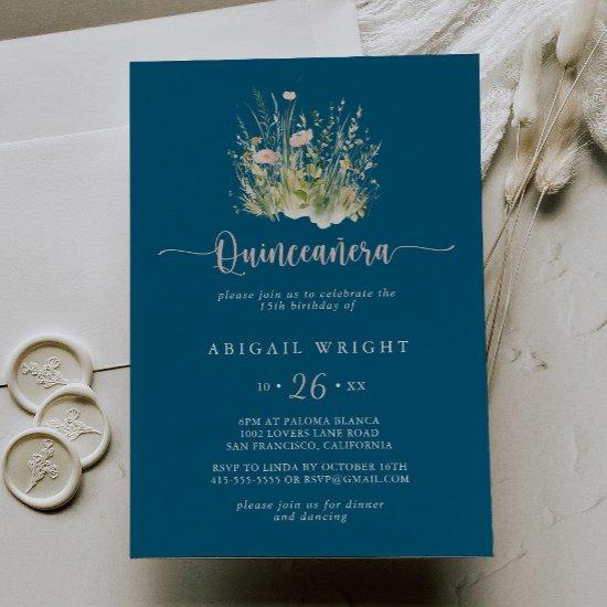 Boho Wildflower Navy Quinceañera