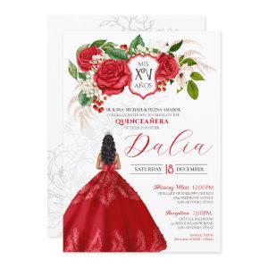 Bold Elegance Red Rose Crest Formal Quinceanera