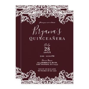 Bordeaux Wine & White Lace Elegant Quinceañera