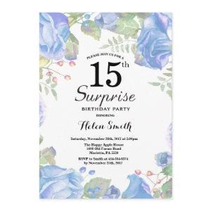 Botanical Blue Floral Surprise 15th Birthday