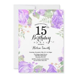 Botanical Purple Floral 15th Birthday