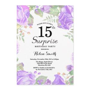Botanical Purple Floral Surprise 15th Birthday