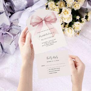 Bow pink beige cream Quinceanera rsvp All In One
