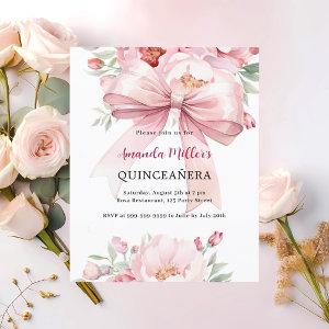 Bow pink florals Quinceanera