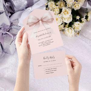 Bow pink rose gold Quinceanera rsvp All In One