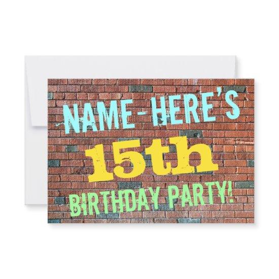 Brick Wall Graffiti Inspired 15th Birthday + Name