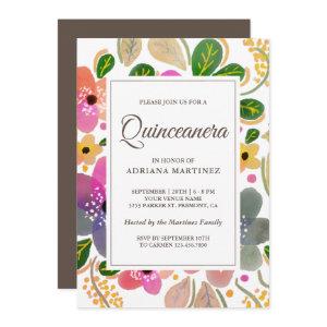 Bright Colorful Watercolor Floral Quinceanera