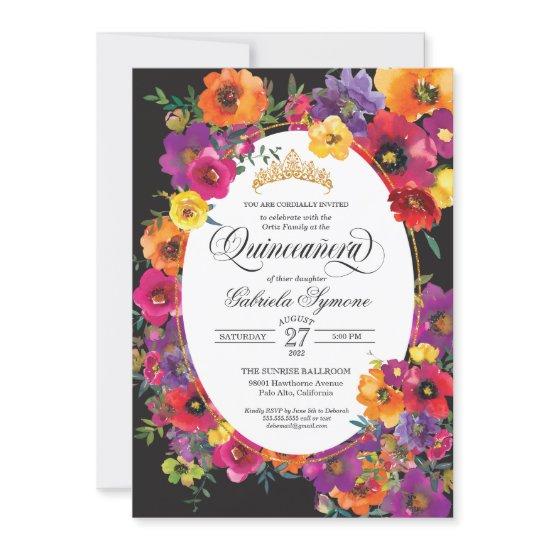 Bright Fiesta Flower Watercolor Floral Quinceañera