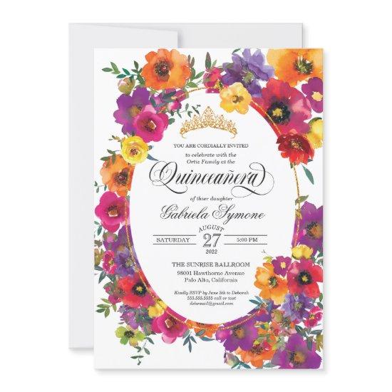 Bright Fiesta Flower Watercolor Floral Quinceañera