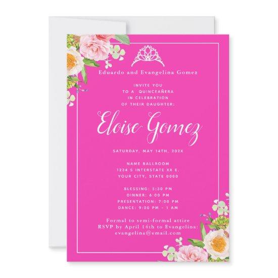 Bright Pink Floral Spring Quinceanera