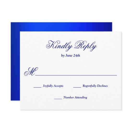 Bright Royal Blue RSVP Card