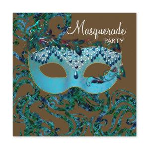 Brown and Teal Blue Masquerade Party
