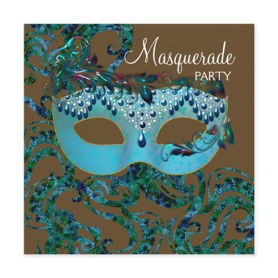 Brown and Teal Blue Masquerade Party
