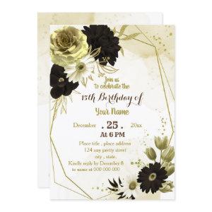 brown ivory gold floral geometric birthday party